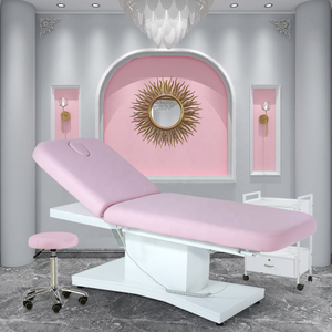 Роскошная мебель для спа-салона красоты, уход за всем телом, косметические ресницы, 3 электродвигателя, удлинитель, розовый стол для лица, массажная кровать